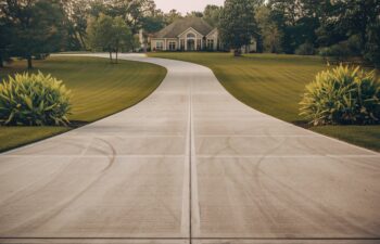 A long residential driveway