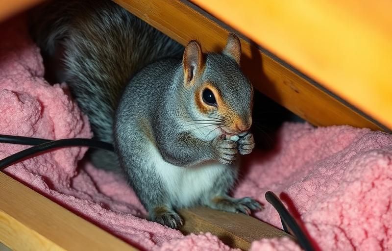 Squirrel on roof near attic entry point