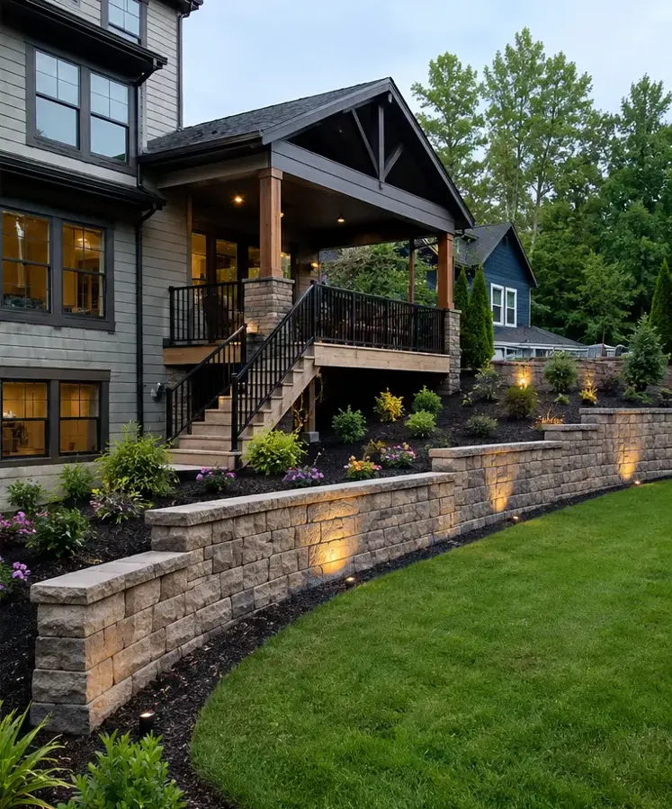 After — Retaining Wall — Full Installation