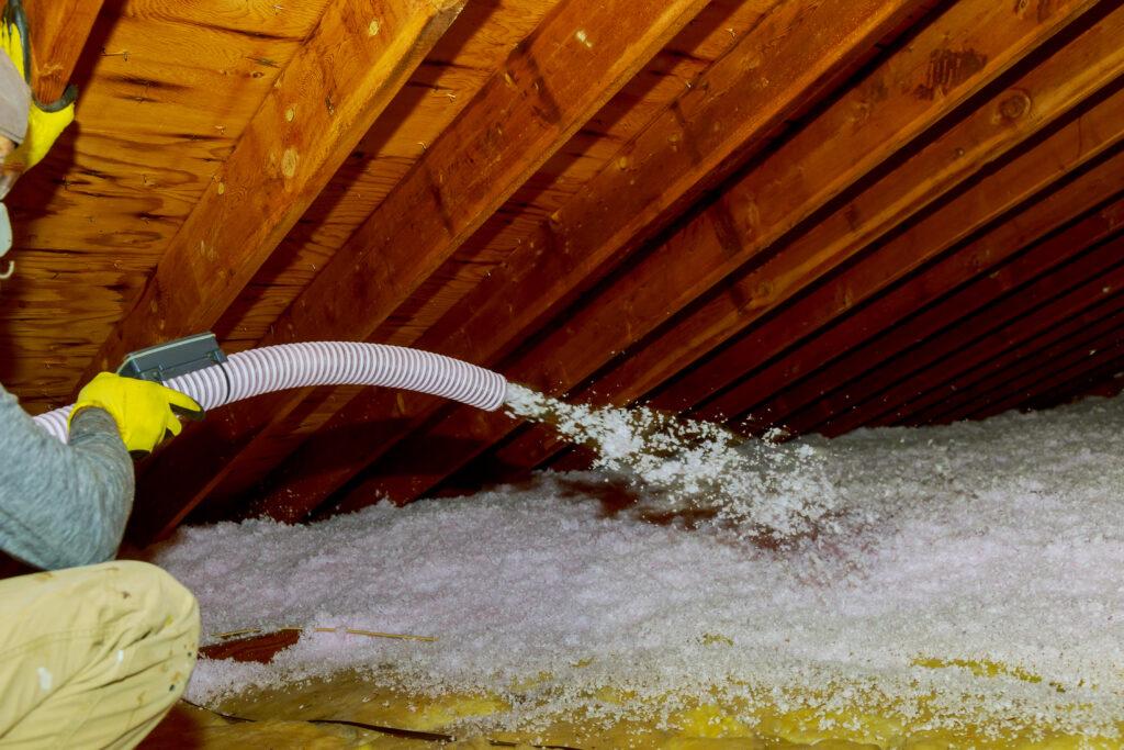 Pest damage in attic, damage done to insulation by unwanted pests in the attic